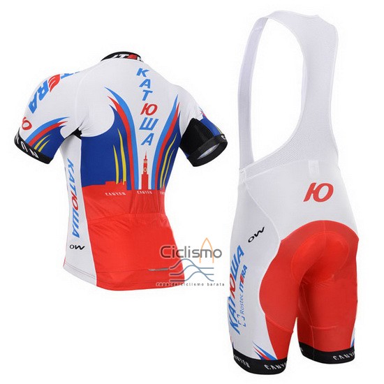 Katusha Ropa Ciclismo Culotte Corto 2015 Mangas Cortas Blanco y Rojo